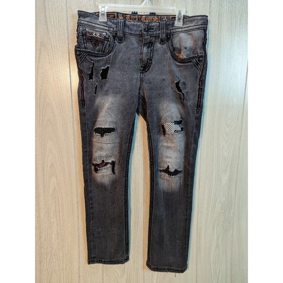 Rock Revival COLLECTORS EDITION Jeans Mens 34x29 Peat Checkered Trashed